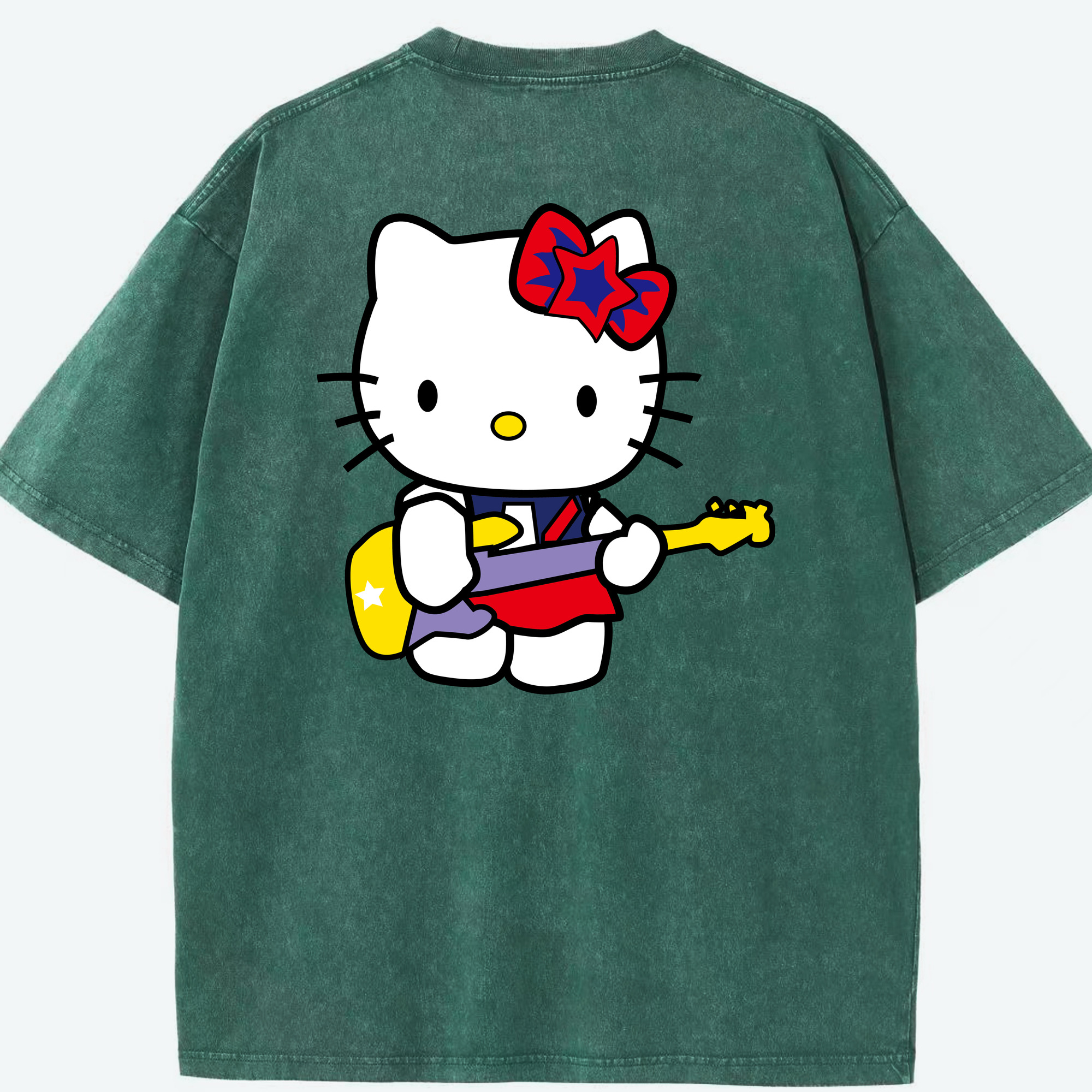 （画像用） Hello Kitty ハローキティ 綿100% ヴィンテージ風 半袖Tシャツ（背面プリント）